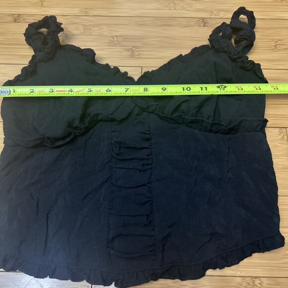 Moa Moa Black Ruffle Trim Tank Top Resort Lounge Street Chic Goth Sz L - Picture 5 of 5